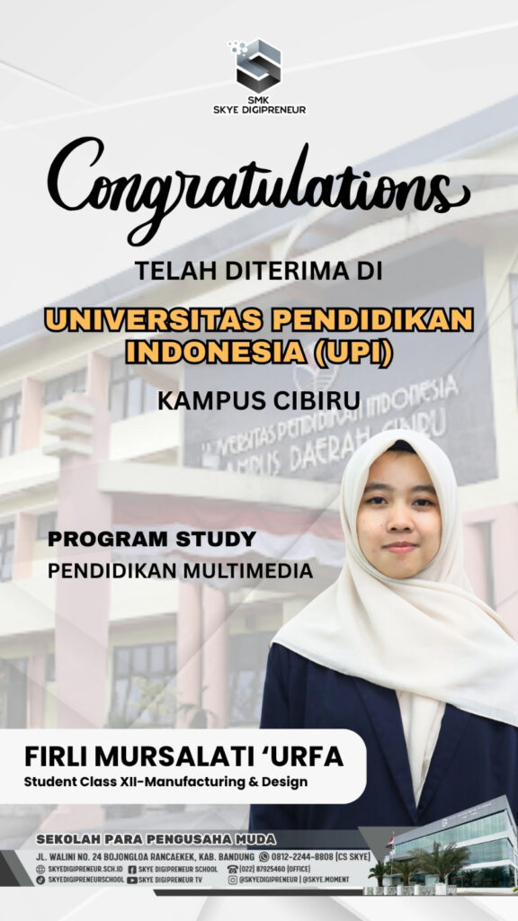 Selamat & Sukses! Alumni SMK Skye Digipreneur Lolos ke Universitas Pendidikan Indonesia (UPI) !✨