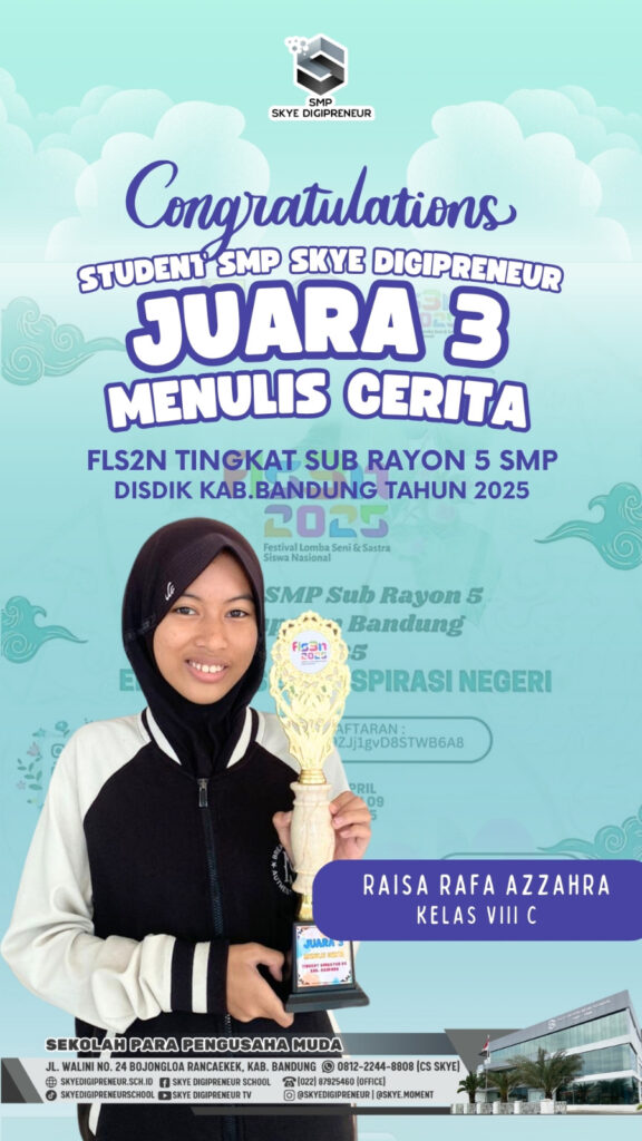 Proud Moment! Raisa Rafa Azzahra Raih Juara 3 Lomba Menulis Cerita di FLS2N Sub Rayon 5 🎉🖋️🏆
