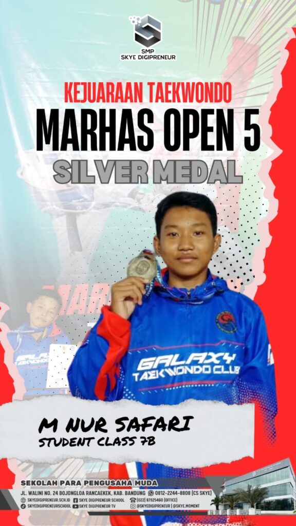 Student SMP Skye Digipreneur Raih Silver Medal di Kejuaraan Taekwondo Marhas Open 5