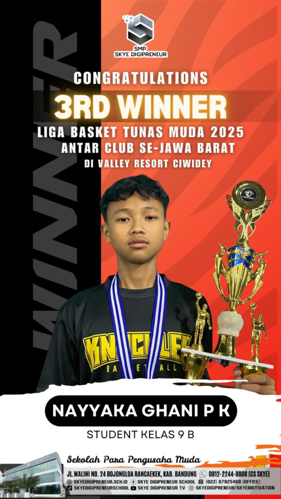 Prestasi Membanggakan! Nayaka Ghani Pramoedya Kanigara, Student SMP Skye Digipreneur Juara 3 Liga Basket Tunas Muda Jawa Barat