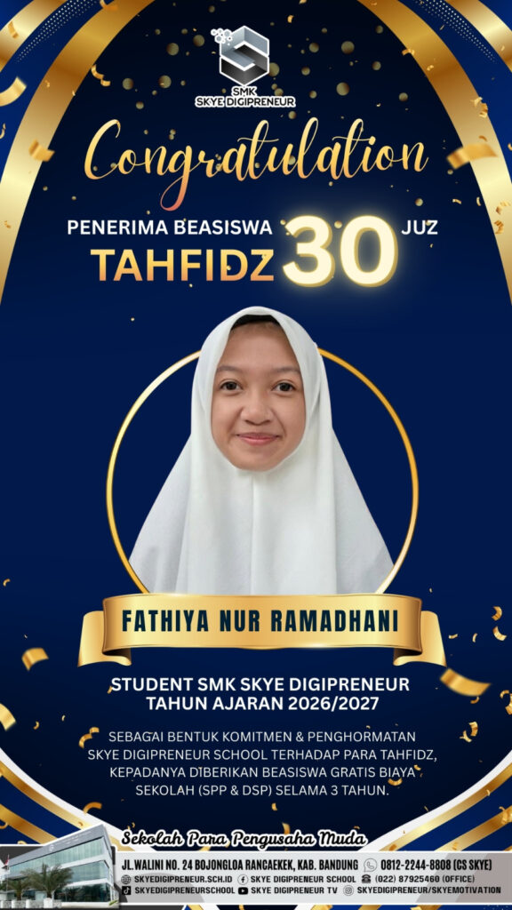 Student SMK Skye Digipreneur Raih Beasiswa Tahfidz 30 Juz, Skye Digipreneur Berikan Beasiswa Penuh bagi Hafidz 30 Juz
